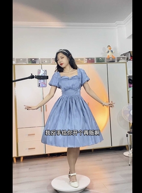 MoonCana普罗旺斯庄园灰蓝色再贩法式Lolita轻lo偏光丝绸