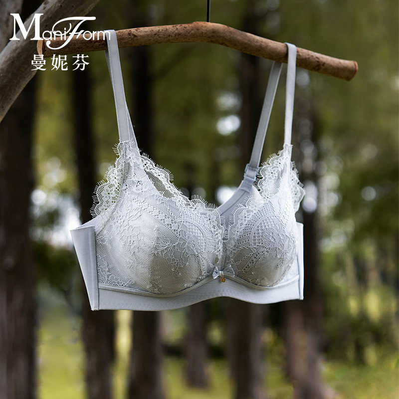 断码特价 曼妮芬软钢圈大胸显小内衣浪漫蕾丝无钢圈文胸舒适聚拢