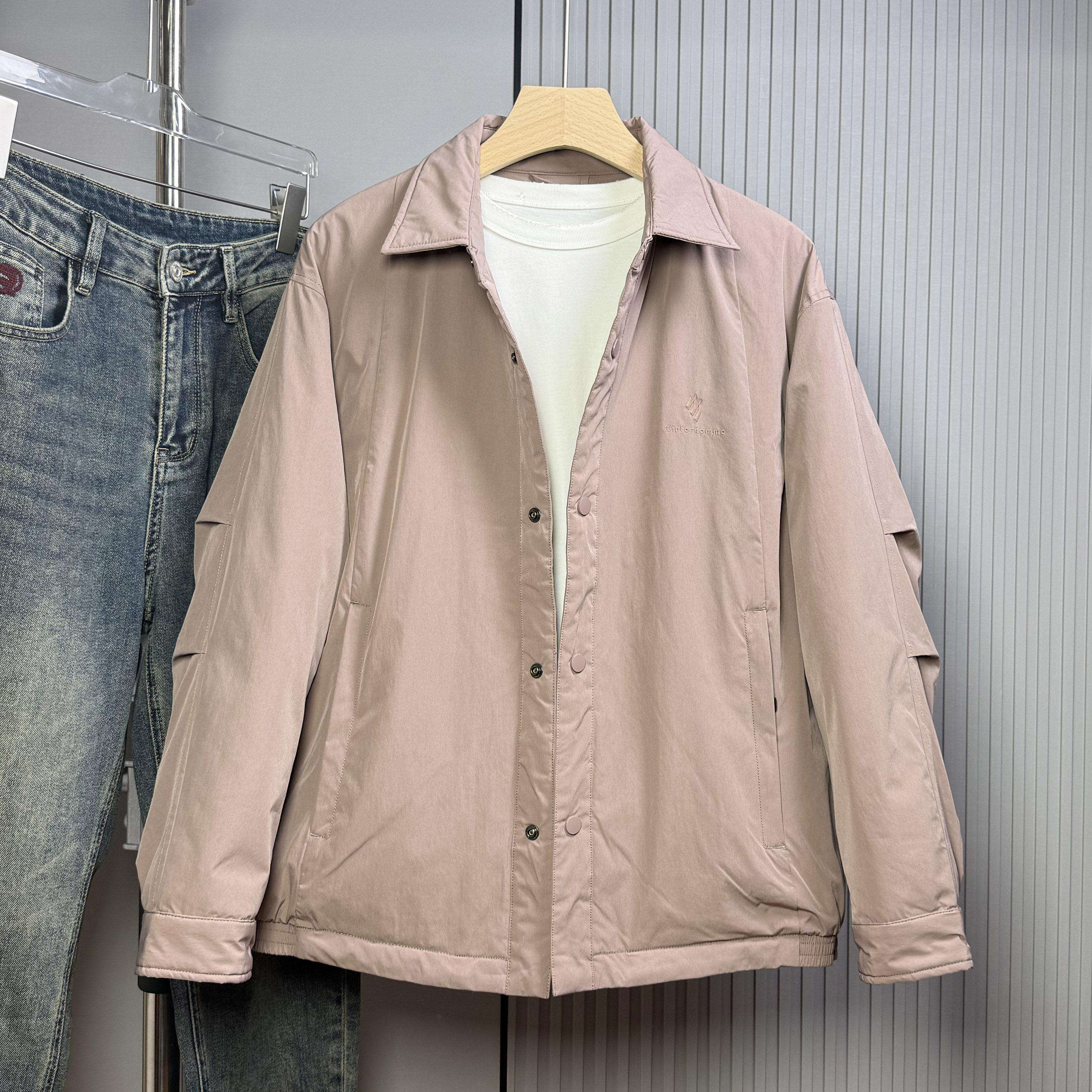 2025冬男新款翻领衬衫式羽绒羽绒服