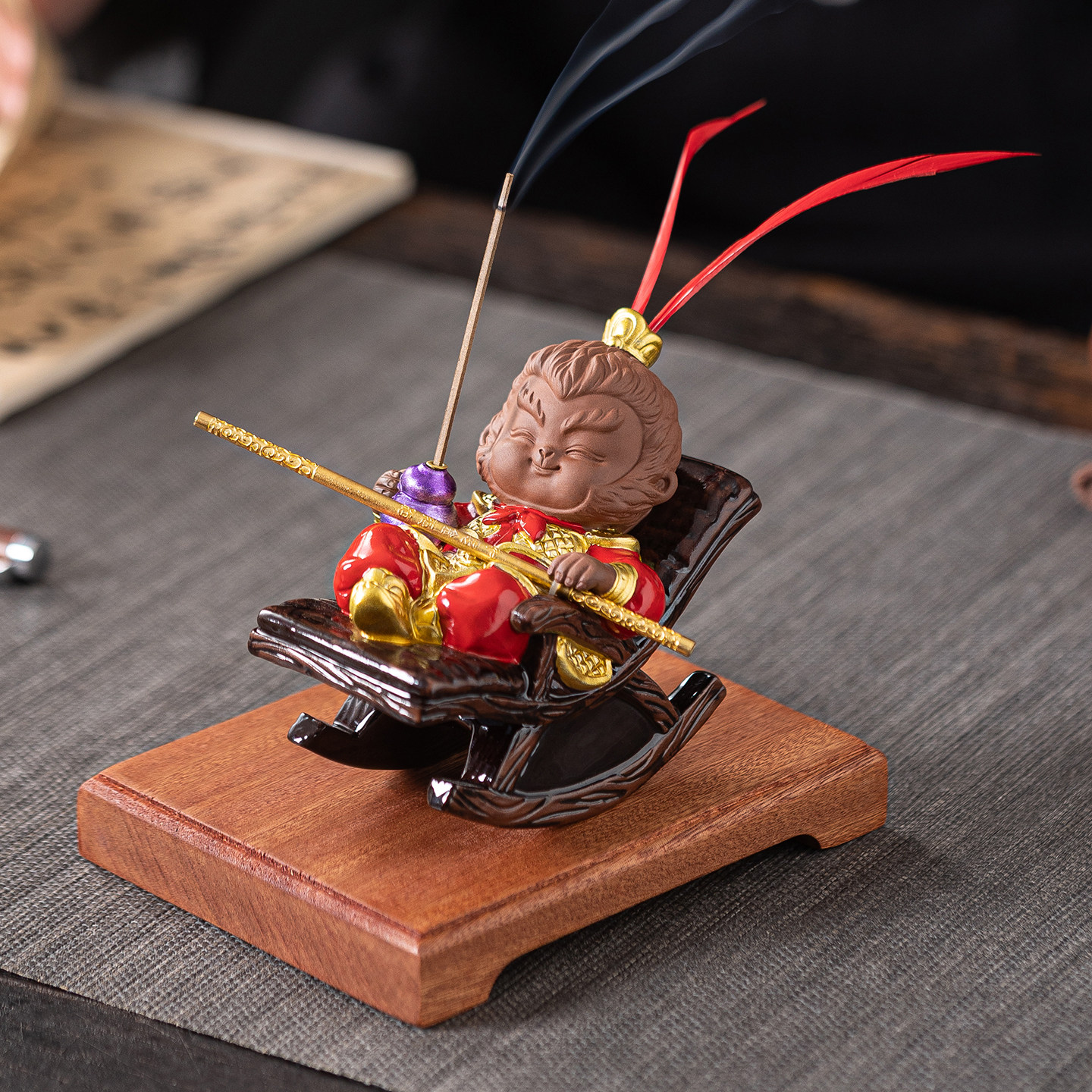 孙悟空禅意线香炉香插摆件