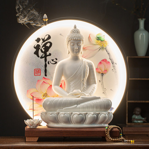 陶瓷居家供奉禅意灯摆件东南亚灯