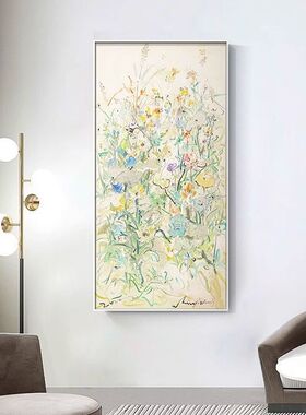 浅茶客厅沙发背景墙装饰挂画入户玄关竖版风景装饰画大尺寸壁画