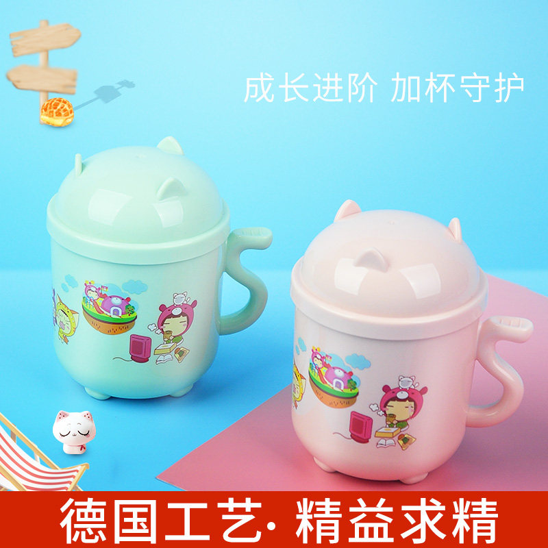 304不锈钢食品级内胆保温带盖防烫防摔喵形卡通儿童水杯家用男女