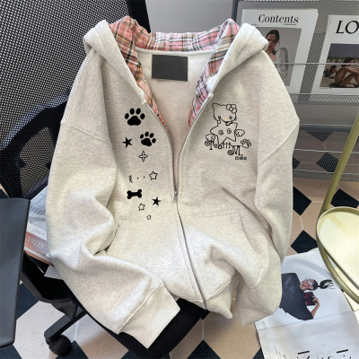 秋冬宽松日系亚文化穿搭连帽外套