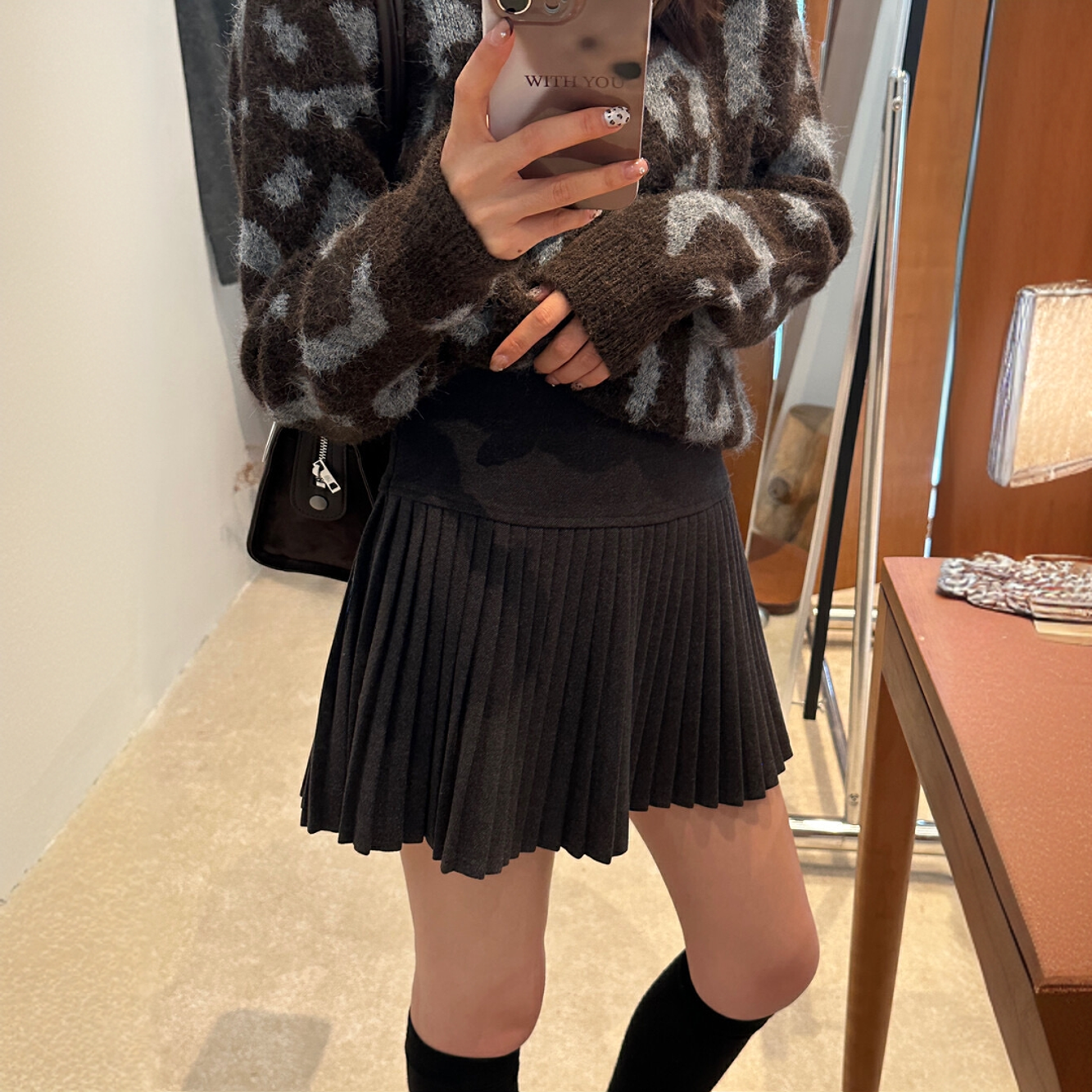 厚版磨毛呢显瘦好穿百搭百褶裙