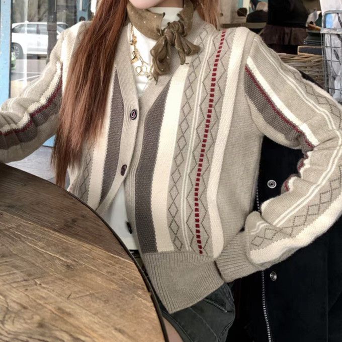 绝绝子学院风毛衣V领针织开衫ins