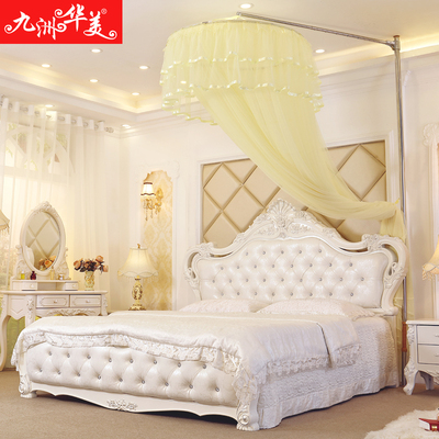 天地杆圆顶蚊帐1.8米床2m双人家用伸缩落地支架杆公主风2024新款