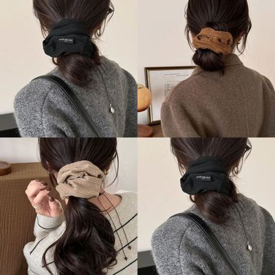 【咖色布艺复古花纹大肠发圈】秋冬女高马尾头花发绳皮套头绳发饰