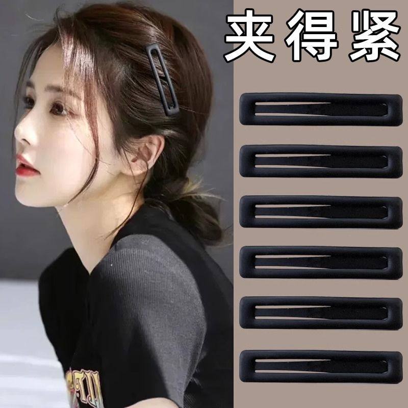 韩系碎发整理发卡黑色刘海bb夹女前额固定鸭嘴夹侧边碎发头发夹子图片