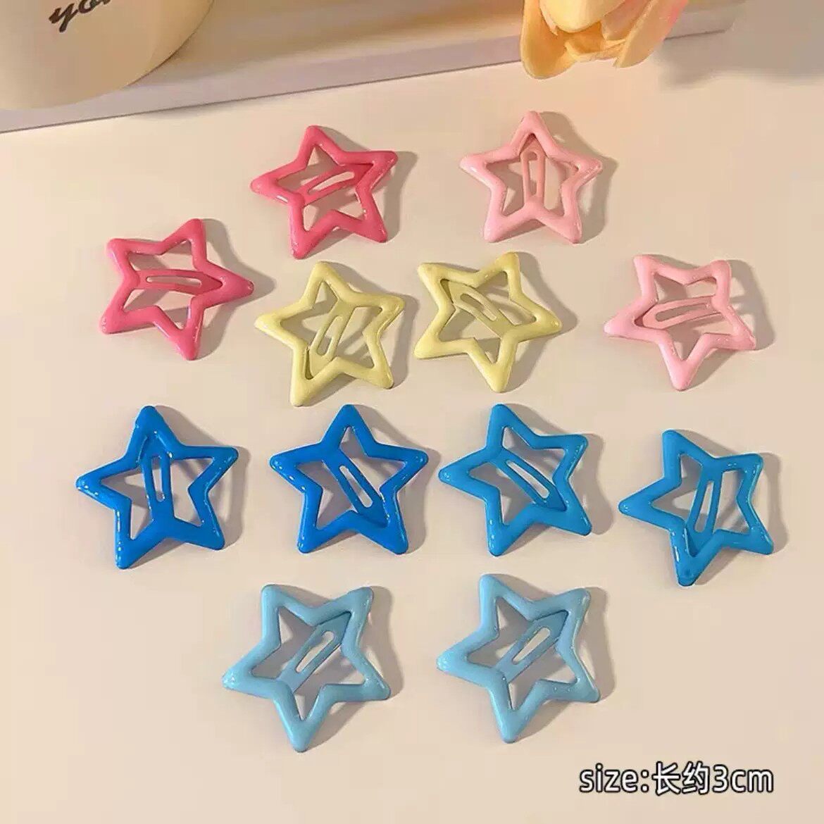 新款多巴胺彩色五角星星小发夹子女头饰儿童可爱刘海侧边发卡碎发图片