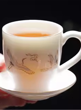 主人杯单杯茶杯男女士高档咖啡酒杯白瓷陶羊脂玉大正品茗紫砂把手