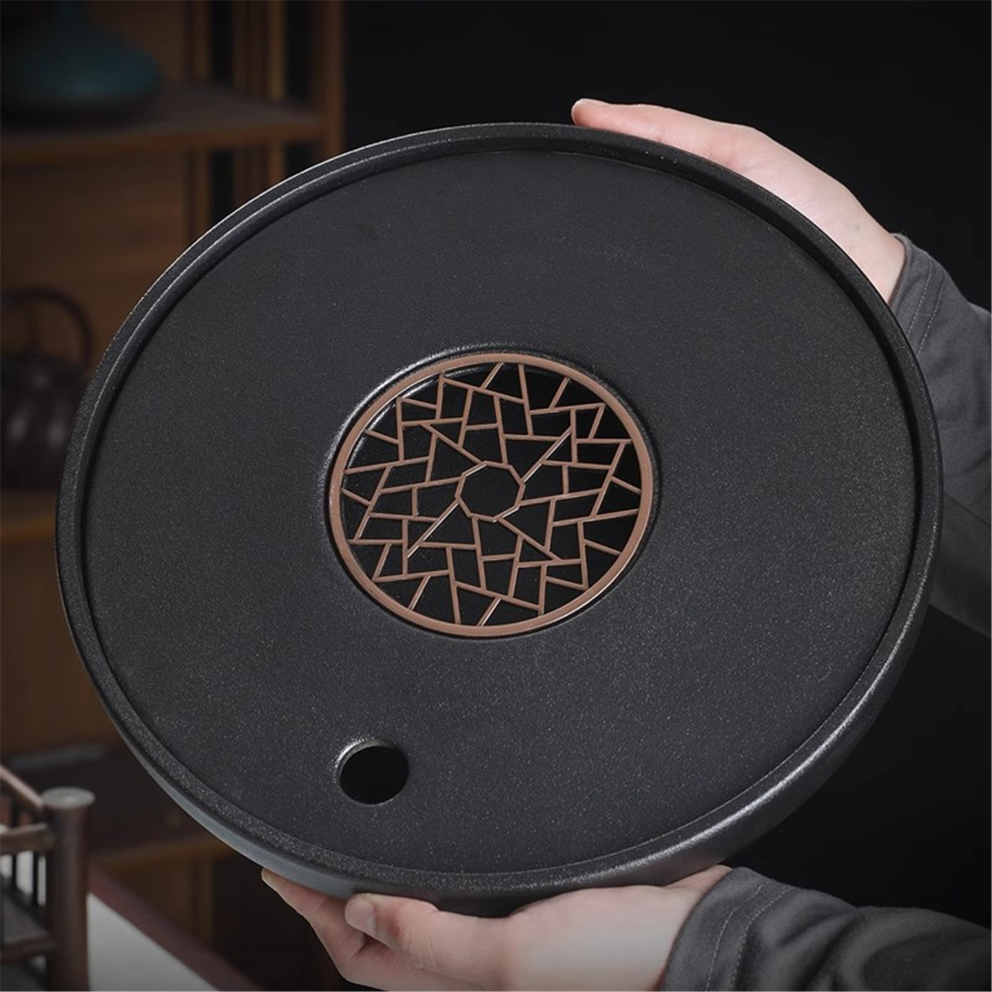 簡易圓型陶瓷好清洗沒異味茶盤