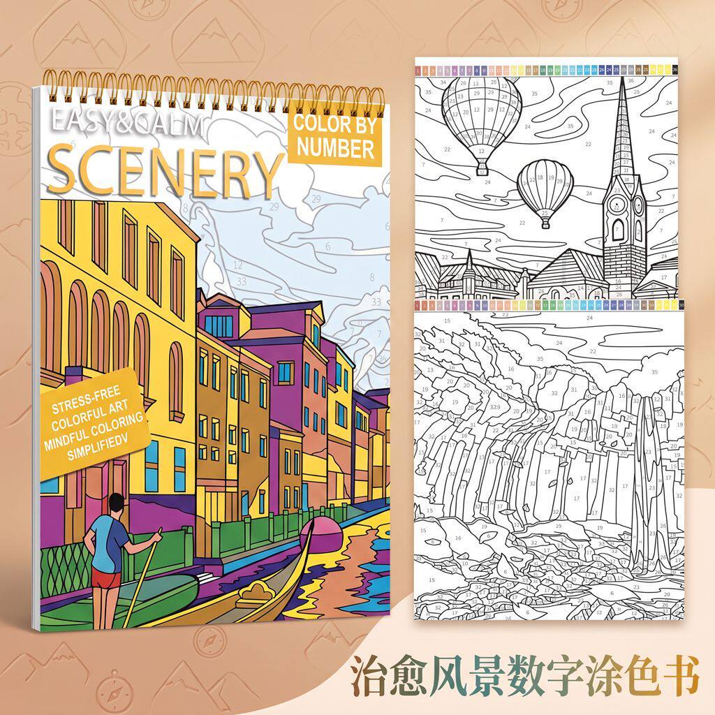 成人涂颜色填充画数字涂色填色画本手工解闷打发时间孕期缓解焦虑