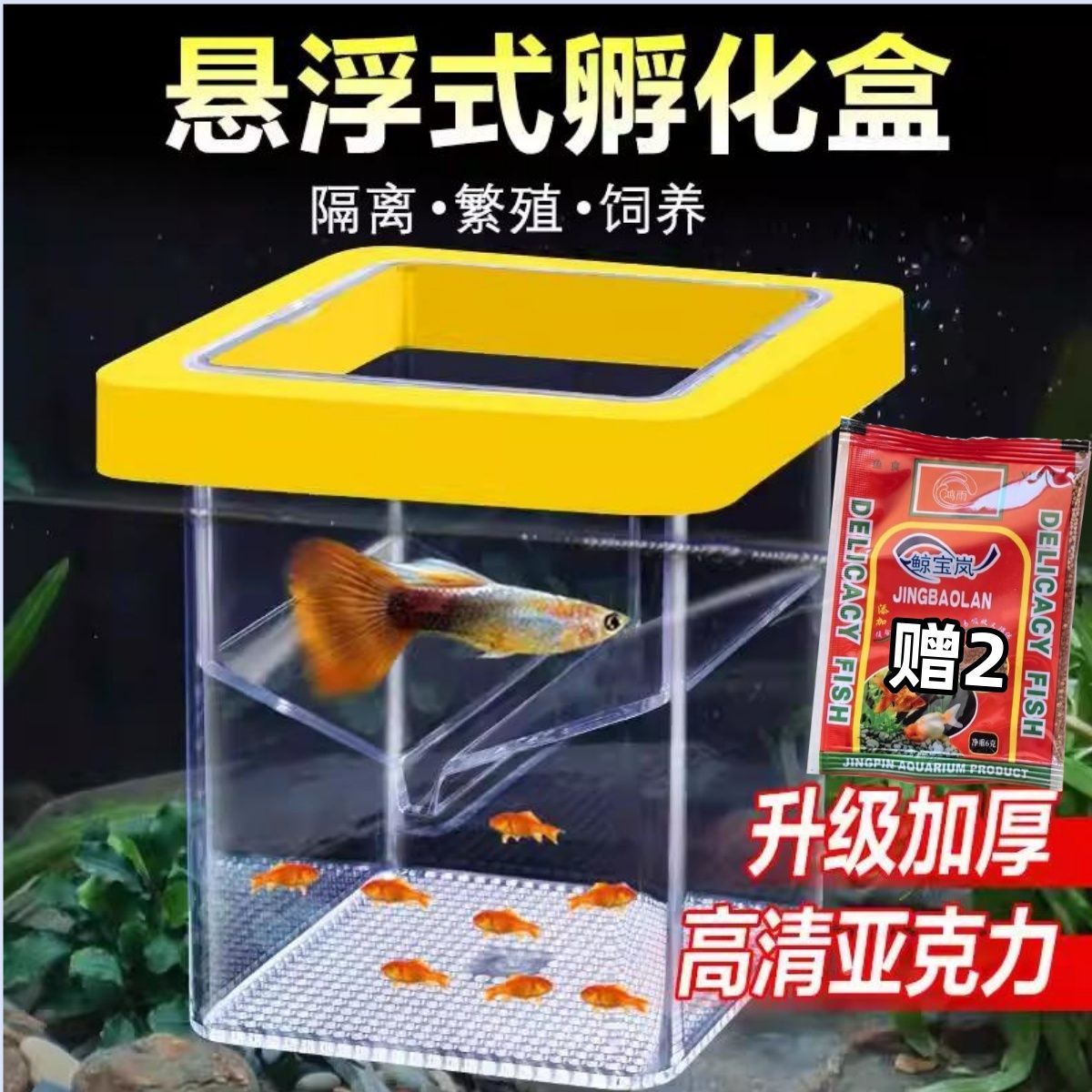 凤尾鱼下崽分离器鱼缸繁殖隔离器悬浮式母鱼孵化器孔雀鱼凤尾鱼繁