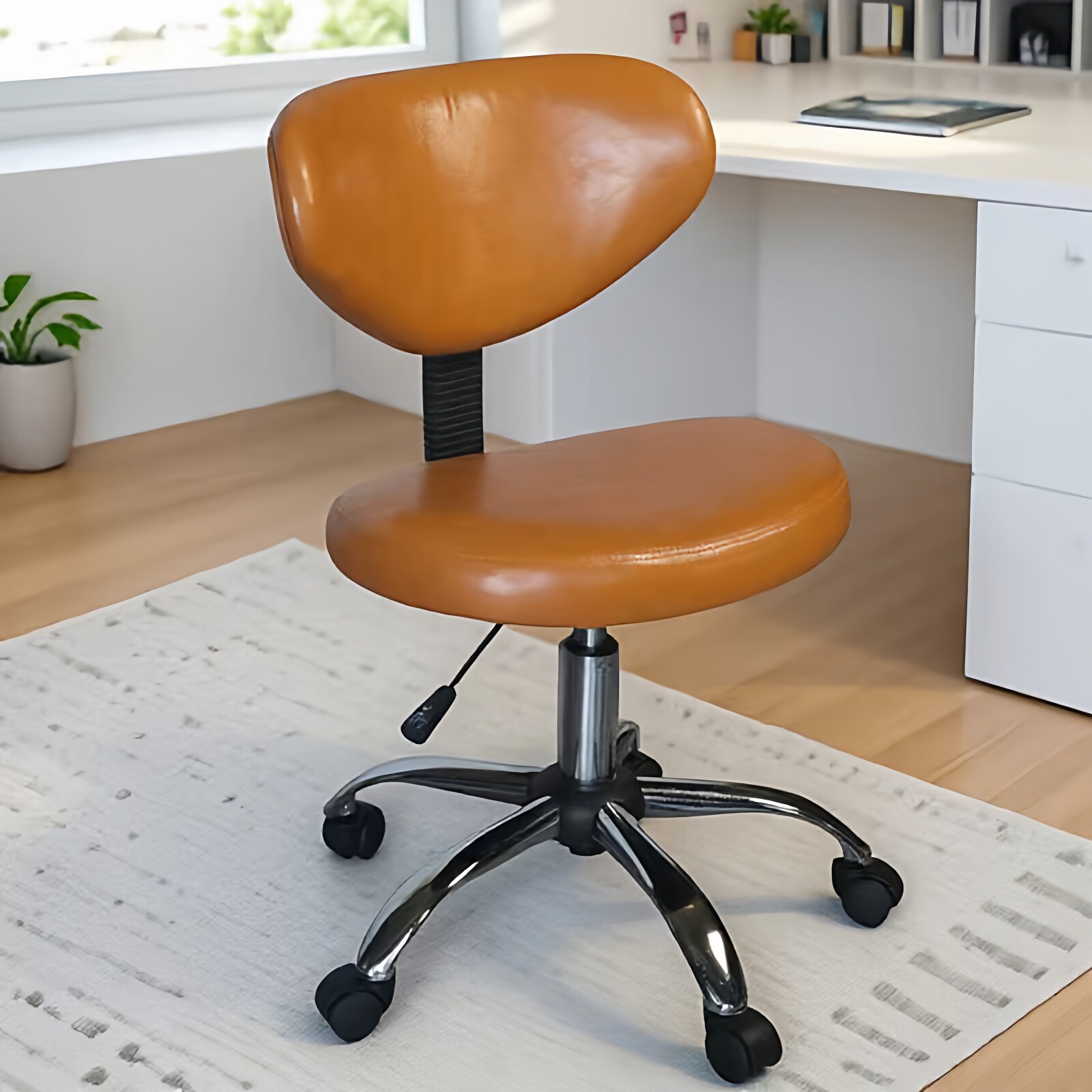 升降旋转办公电脑椅家用无扶手滑轮学习舒适久坐小型护腰靠背椅子