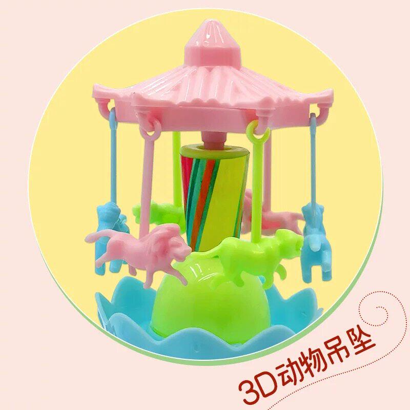 儿童发光闪光手摇旋转木