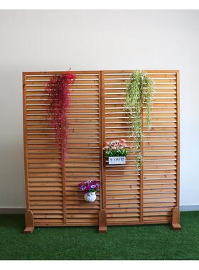 防腐木百叶栅栏户外木栅栏实木庭院隔断阳台护栏装饰伸缩网格
