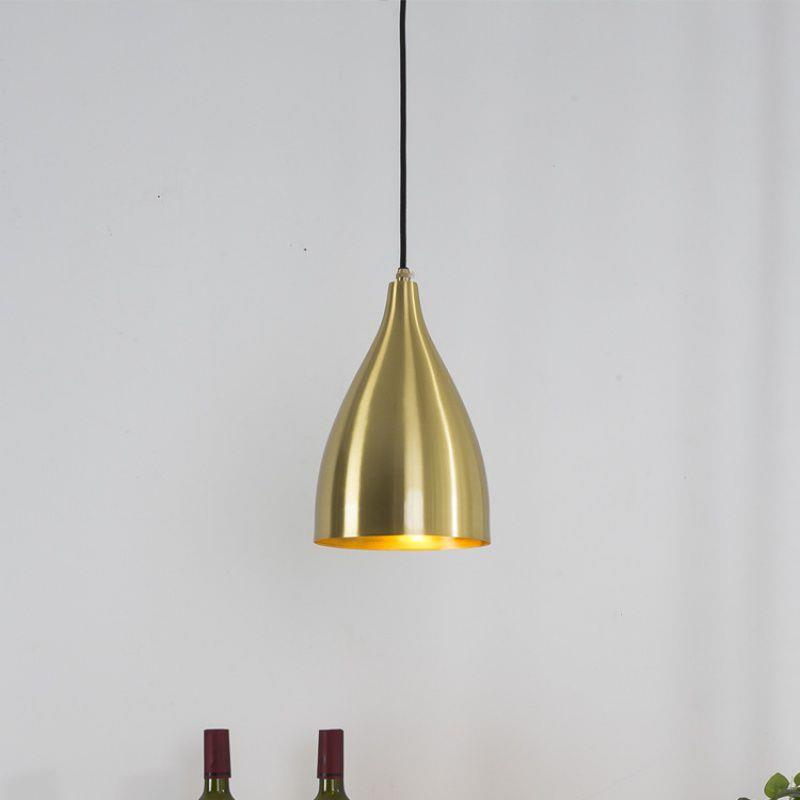 北欧全铜黄铜小吊灯金色简约餐厅吧台创意卧室床头吊灯后现代轻奢