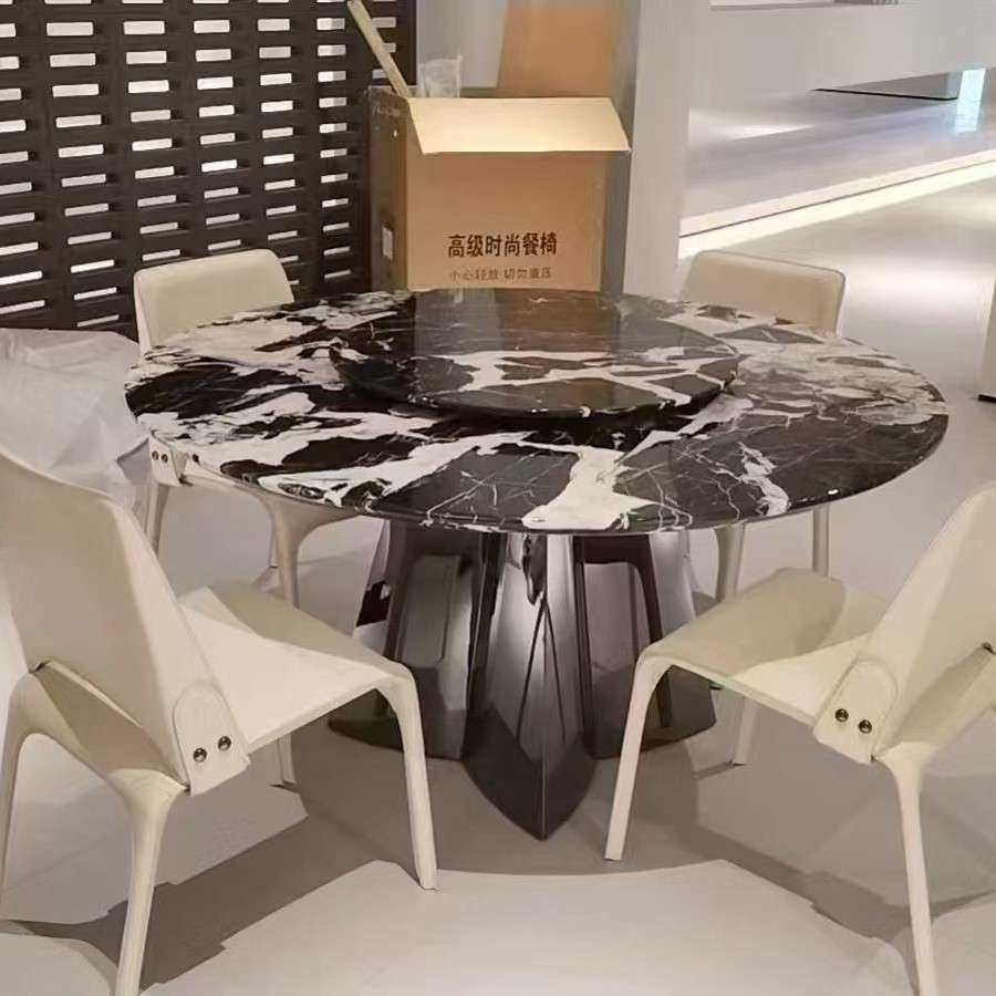 佛山大理奢石德利丰岩板餐桌圆形家用高级感酒店餐厅吃饭桌带椅子,住宅家具,岩板餐桌,淘宝优惠券,粉丝福利购,淘宝优惠卷