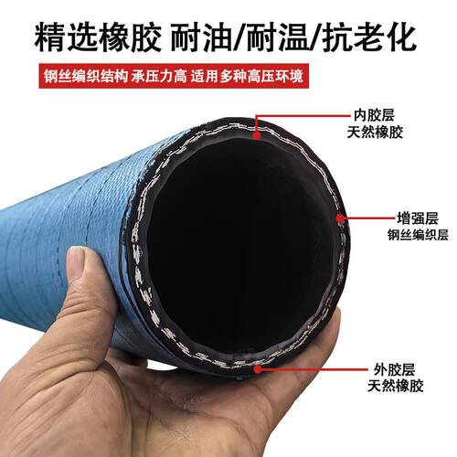 50-管80管工地空209压机高压风双层钢丝高压胶黑色橡胶风输管气