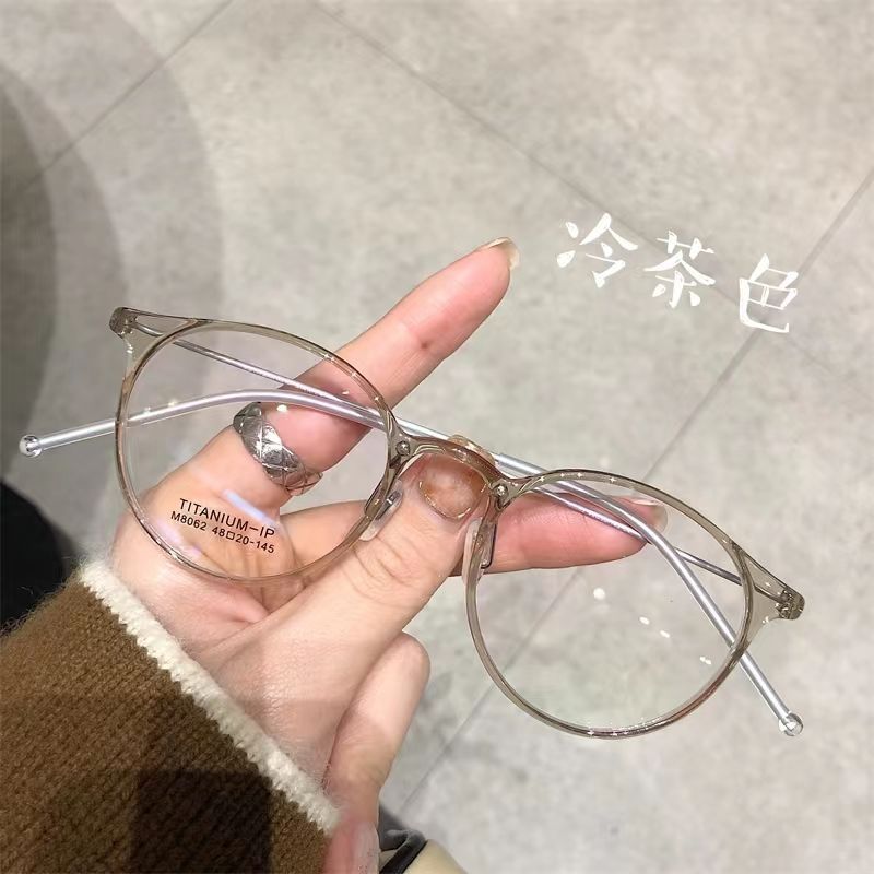 网红超轻椭圆韩系防辐射近视眼镜框女明星同款可配度数眼镜架潮