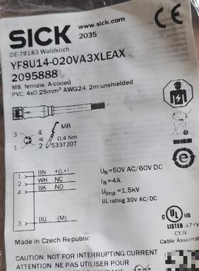 《议价》SICK西克YF8U14-020VA3XLEAX连接线全新