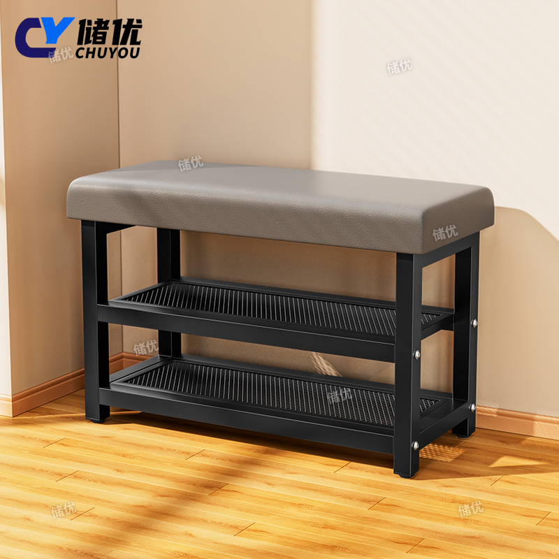 轻奢家用换鞋凳可坐式鞋柜鞋架门口收纳长条凳软包储物进门玄关