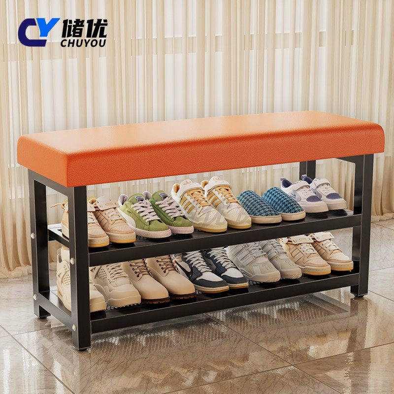 换鞋凳家用可坐鞋柜坐凳一体入户门铁艺轻奢高级感穿鞋凳进门鞋架