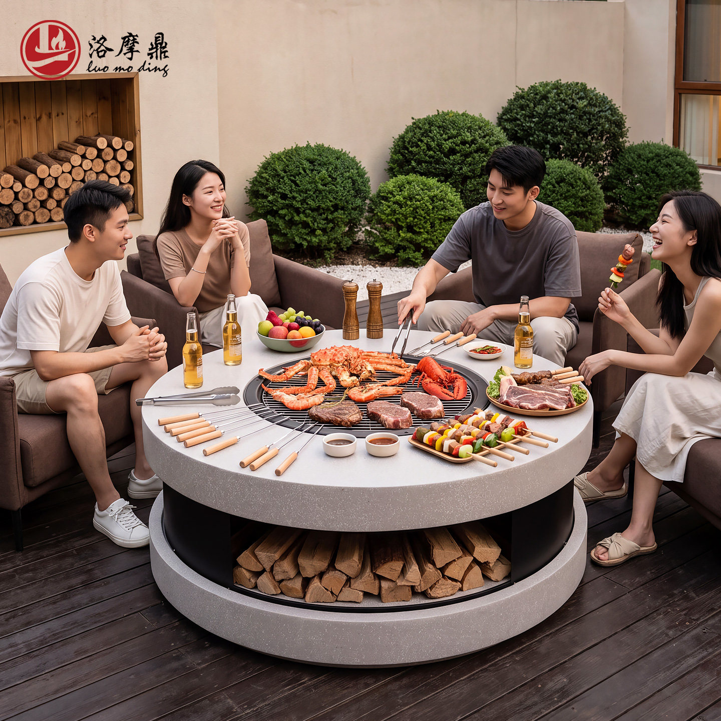 洛摩鼎户外庭院篝火炉烤火盆室外木柴烤火炉别墅花园民宿组合围炉