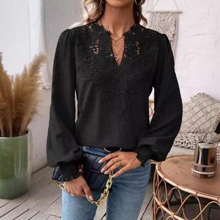 stitching cutting flower ladies craft shirt Womens applique