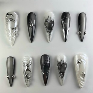 Ins Nails Press Cat Eye Wearable 24pcs Finished Black