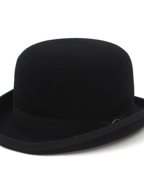 Wool Felt Fedora Derby Bowler Hat 羊毛呢卷边圆顶礼帽爵士帽