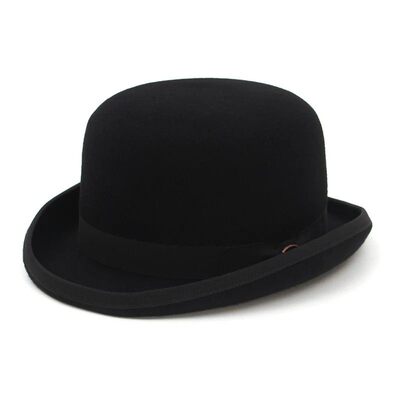 Wool Felt Fedora Derby Bowler Hat 羊毛呢卷边圆顶礼帽爵士帽