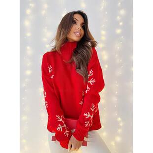 high collar snowflake casual ladies jacquard Womens long