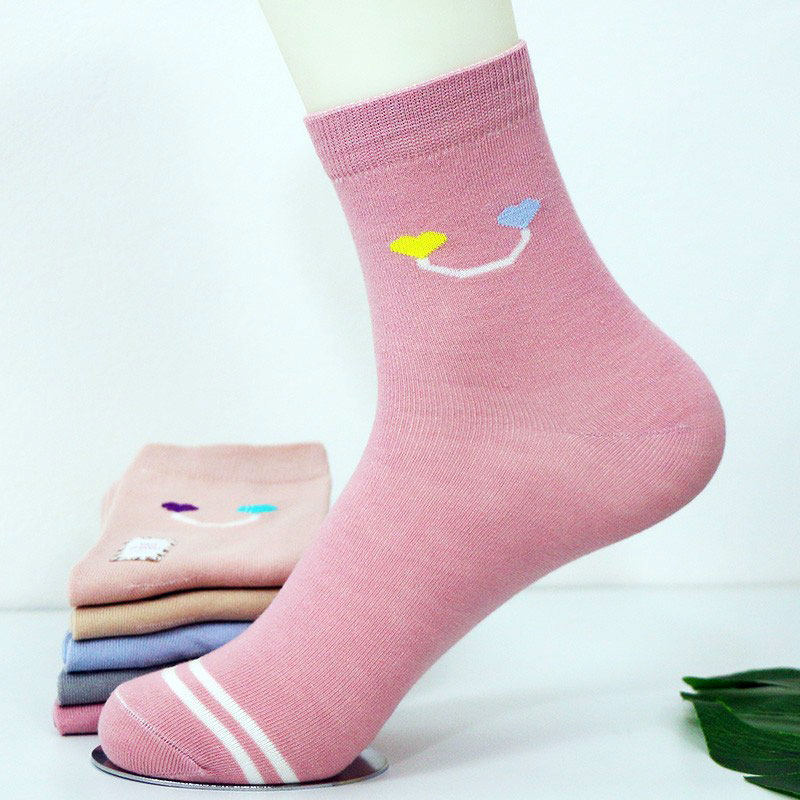 袜子女中筒袜秋冬季纯棉厚款吸汗防臭四季款长筒袜子糖果色女生袜