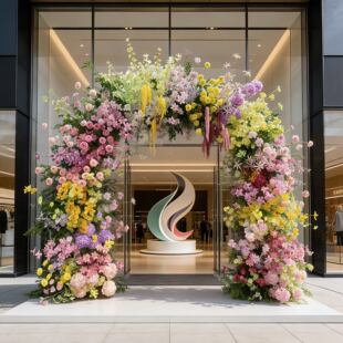 仿真花高级感逼真拱门玫瑰花艺摆件酒店大堂沙滩装饰婚庆背景花艺