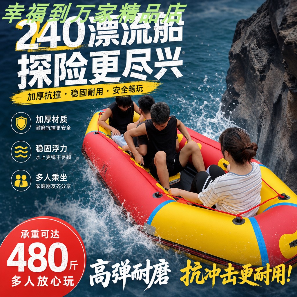 加厚耐磨硬底气垫充气漂流船