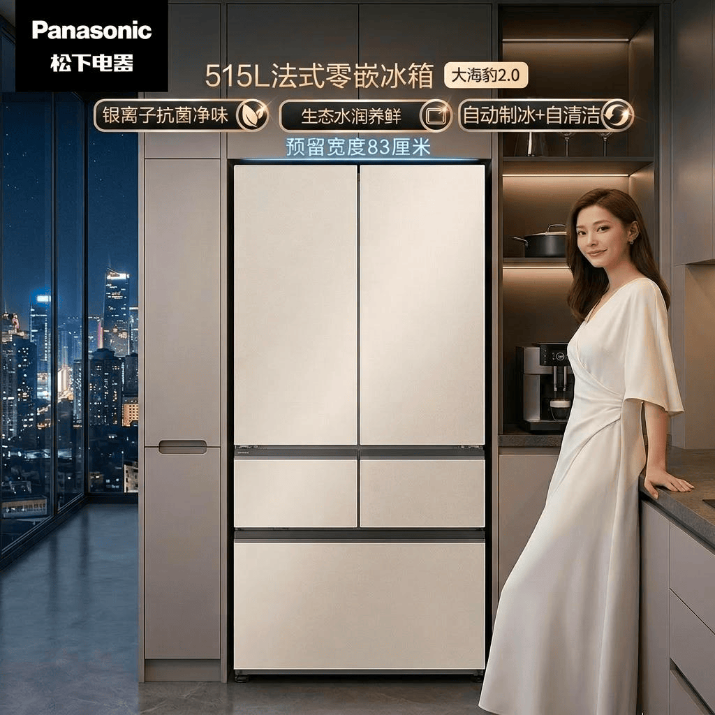 Panasonic/松下 NR-M53BXA2-N法式515L五门超薄零嵌入冰箱