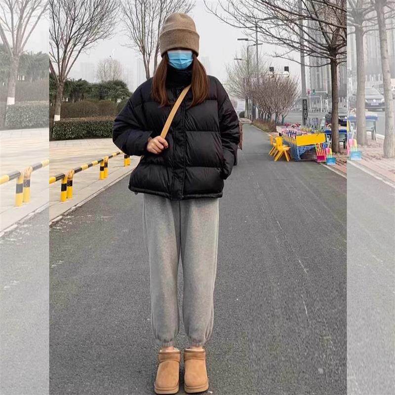 黑色羽绒服女短款小个子白鸭绒2025冬季新款加厚爆款立领小款外套