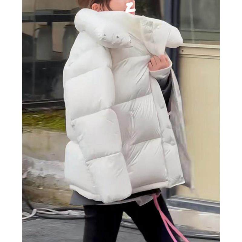 2025冬季新款收腰显瘦白色羽绒棉服女加厚宽松面包服短款棉衣外套