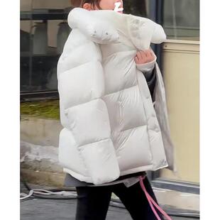 2025冬季新款收腰显瘦白色羽绒棉服女加厚宽松面包服短款棉衣外套