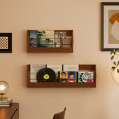 实木墙上置物架壁挂杂志书报架黑胡桃木色客厅复古报刊收纳架挂墙