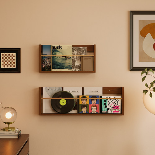 实木墙上置物架壁挂杂志架
