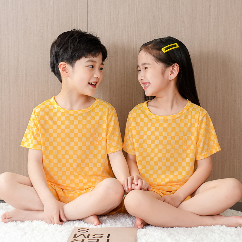 男童睡衣夏季薄款儿童短袖短裤女童家居服套装中大童小男孩空调服