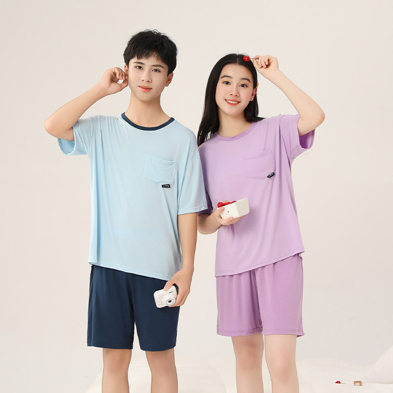 莫代尔冰丝夏季儿童家居服套装