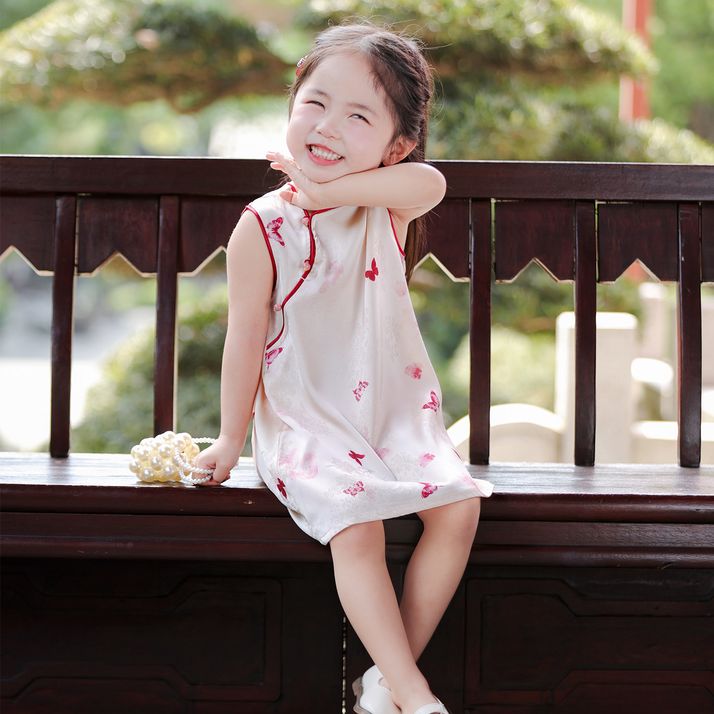 2026新款女童夏季无袖印花旗袍