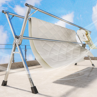 晒被子落地折叠户外凉衣挂架衣服可不锈钢伸缩室内晾衣架可折叠杆