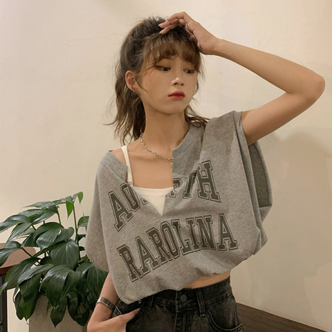 甜辣妹可叠吊带运动背心短袖