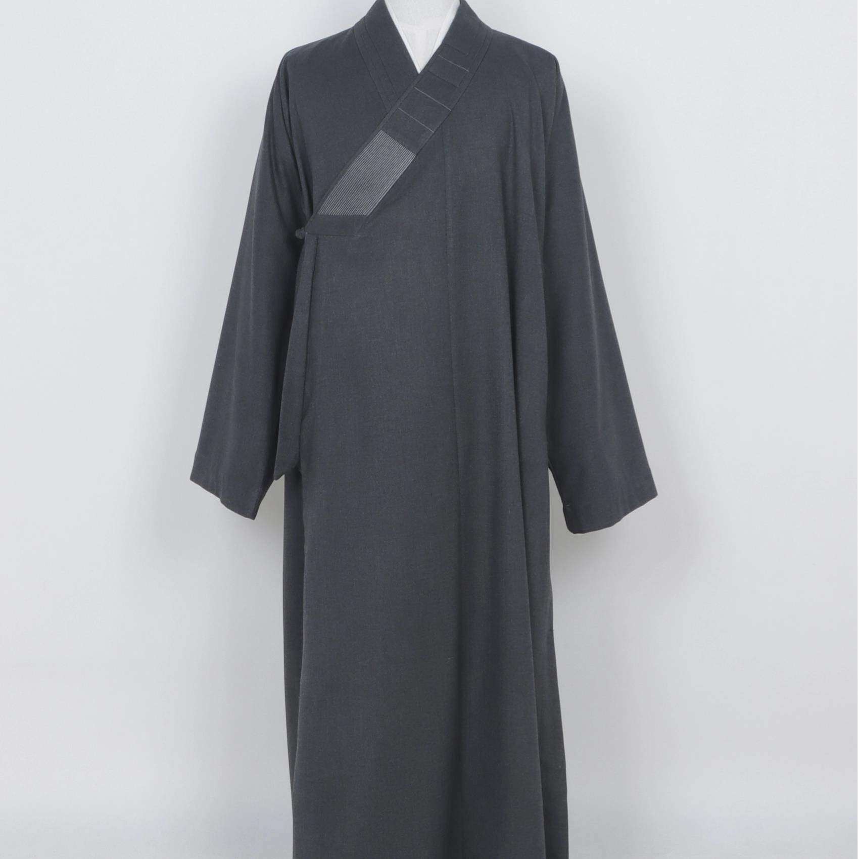 新秋冬季僧服毛呢单层厚款斜襟长褂出家师父和尚大褂