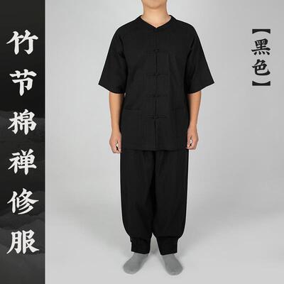 新夏季薄款僧衣僧服短袖男禅修居士服短褂中袖男女出家僧人和尚小